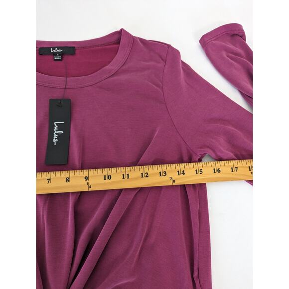 LULUS‎ Knot This Way Purple Knotted Long Sleeve Top Size Small Modal Cropped New - Picture 8 of 10